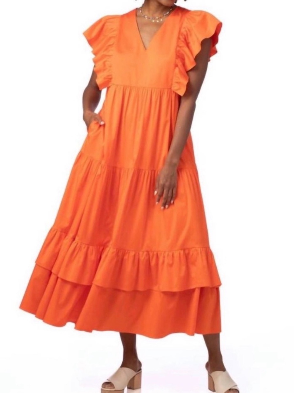 Crosby by Mollie Burch Walker Midi Dress in Aperol Spritz Orange Women's Large